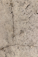Cracked dry soil in an agricultural field, close up