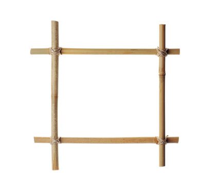 Empty frame made of bamboo sticks isolated on white