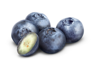 Tasty fresh ripe blueberries on white background