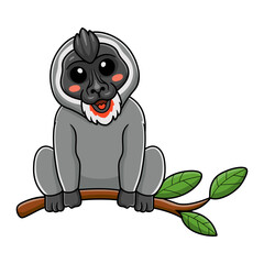 Cute little driil monkey cartoon on tree