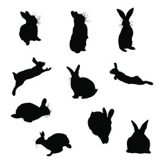rabbit silhouette illustration isolated on background. easy editable.