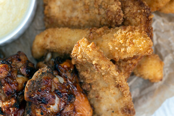 a set of different types of products fried together