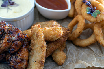a set of different types of products fried together
