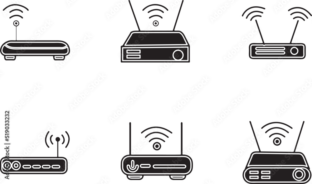 Poster wifi router icon set. collection of vector symbol in trendy flat style on white background. wifi rou