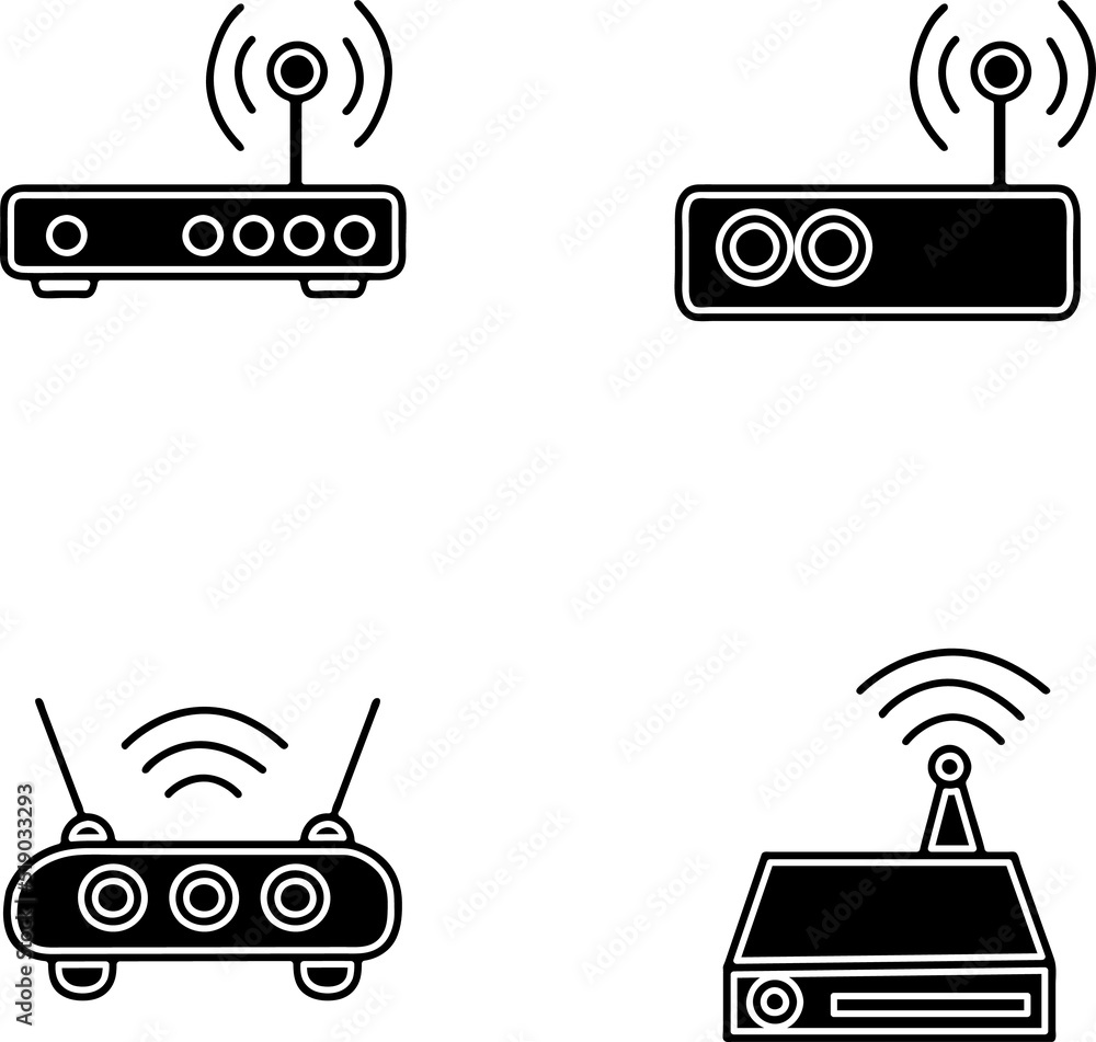 Poster wifi router icon set. collection of vector symbol in trendy flat style on white background. wifi rou