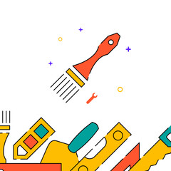 Painter brush work tool filled line vector icon, simple illustration, related bottom border.