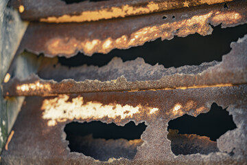 Old corroded rusted window shutters