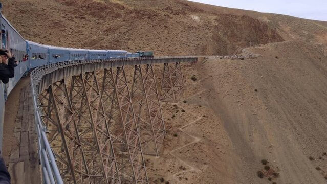 La Polvorilla Viaduct, A Steel Beam Bridge through which the Train to the Clouds passes (Spanish: Tren a las Nubes), in the Andes Mountains, Salta, Argentina.  