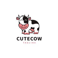 cute cow vector illustration logo design