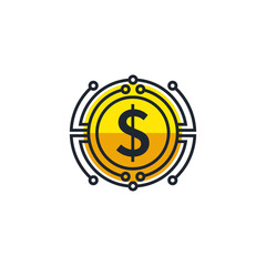 Digital coin money vector icon logo design