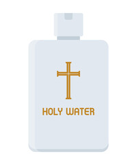 Holy Water Bottle, Catholic Sacramental. Flat Vector Illustration.