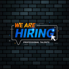 Obraz premium Poster for we are hiring. employees needed. Social media template job vacancy recruitment