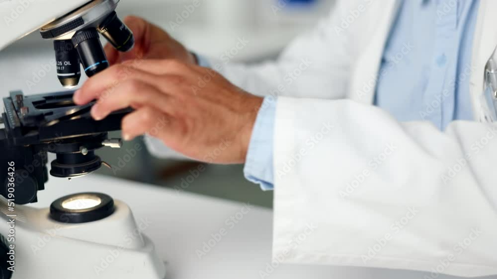 Poster A focused scientist looking at a DNA sample under a microscope in a laboratory, doing research. A male doctor working in a hospital doing a medical analysis. A pharmacist developing a new medicine.