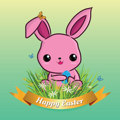 Rabbit and Easter eggs for easter day. 