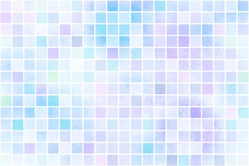 Fototapeta premium ブルー タイル 水彩 背景 可愛い 水色 青色