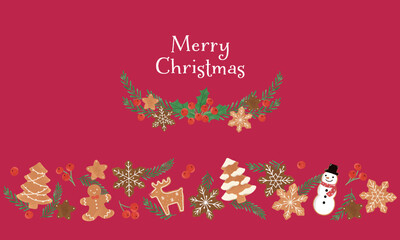 クリスマスアイテムのイラスト（ガーランド赤）
