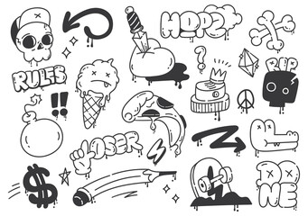 Set of hand drawn graffiti doodle vector illustration - 519038456