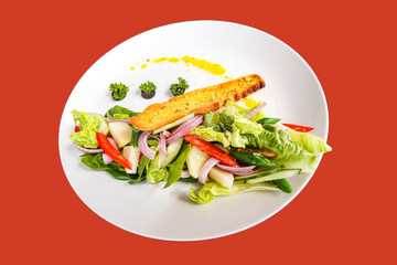 fresh green vegetable  salad with lemon sauces