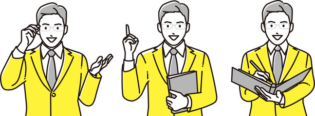 説明する男性　セット