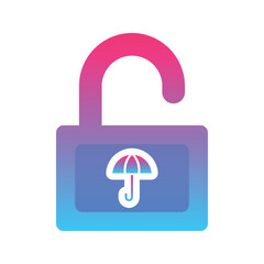 umbrella padlock logo gradient design template icon element