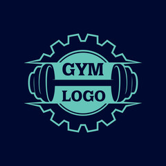 Barbell Gear Gym Logo Design
