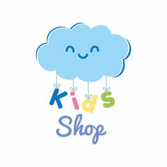 Cute Cloud Kids Shop Logo Design