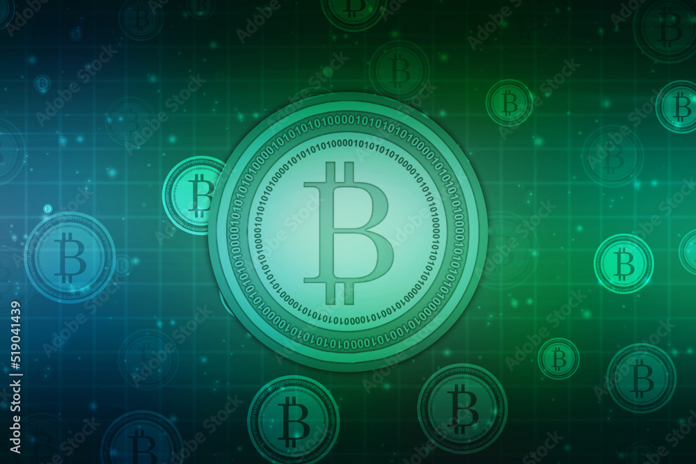 Aufkleber global abstract bitcoin crypto currency blockchain technology world map background illustration