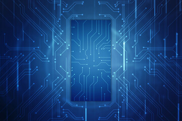 Abstract futuristic circuit board Illustration, Circuit board with various technology elements. Circuit board pattern for digital abstract technology background