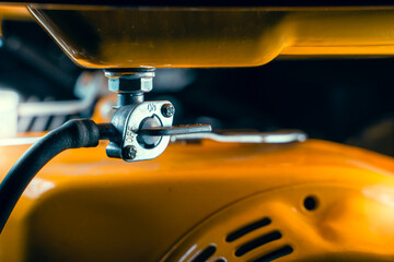 Gas tank valve close-up. Fuel supply closed