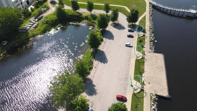 Low flyover of heritage Landing near American Flag