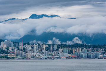 Low cloud over the mountains and the North Vancouver skyline