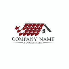 logo template for roof tile service, vector art.