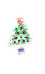 Weihnachtsbaum mit Kugeln in Aquarell