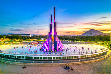 Sunset at Nghinh Phong cape, Phu Yen, Vietnam, with square, beach, park, beautiful sunset sky. Nghinh Phong Is A New Symbol Of Phu Yen