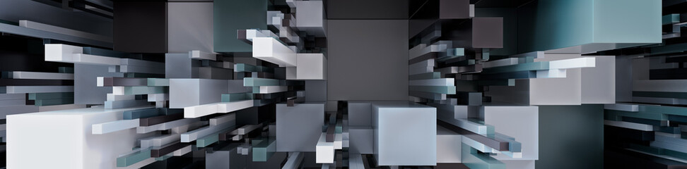 Multicolored 3D Block background. Tech Wallpaper with Muted colors. 3D Render 