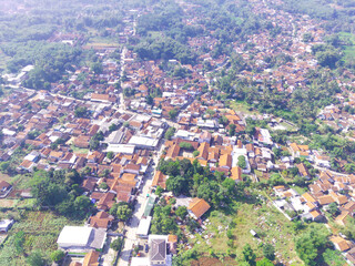 Obraz premium Abstract Defocused Aerial photography mapping the density of residential districts in the Cikancung area - Indonesia. Not Focus