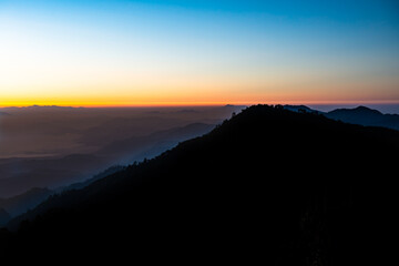 Mountain view during sunrise at Mon Sone View Point