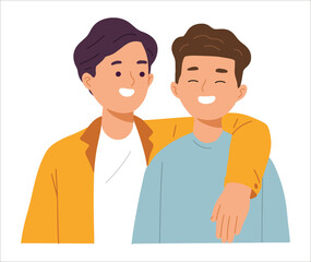 man hug friend relationship love smile happy cheer
