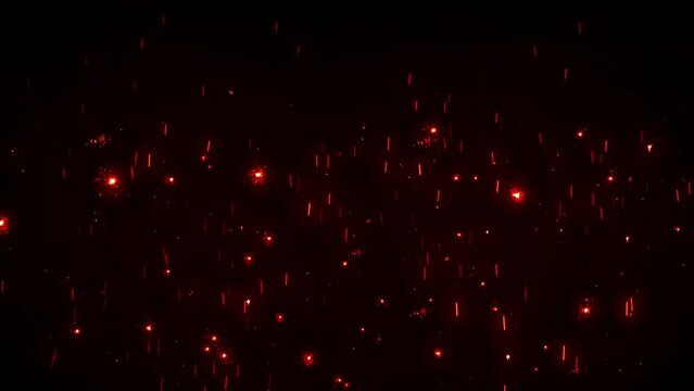 Animation red light sparkles on black background.