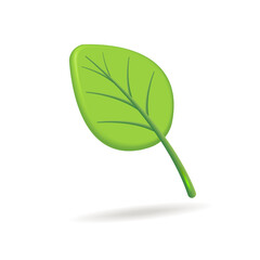A leaf of a tree. 3d vector icon. 
The concept of ecology and nature protection.
 A cartoon-style image.