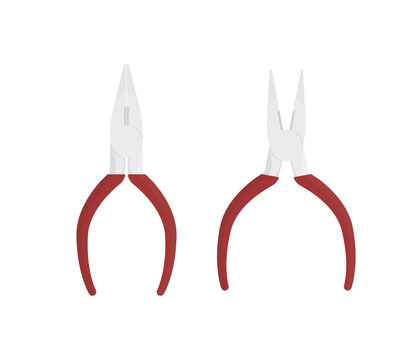 Needle nose pliers illustration vector flat design isolated. Long nose plier vector. pliers symbol.