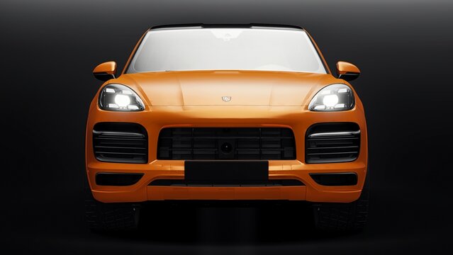 Berlin. Germany. June 12, 2022. Porsche Cayenne GTS Coupe 2020. 3d model of a sports SUV in a coupe body. 3d rendering.