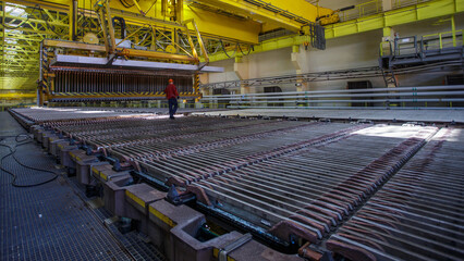 Panoramic view of copper electrolysis workshop.