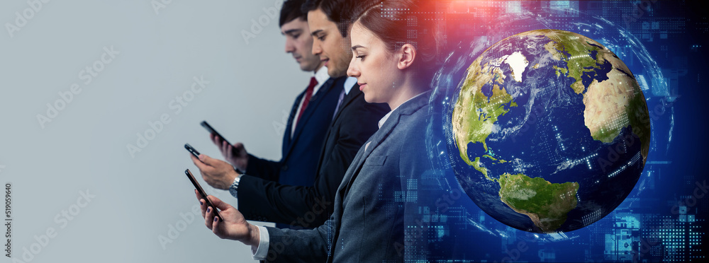 Aufkleber global communication network concept. digital transformation. wide image for banners, advertisements