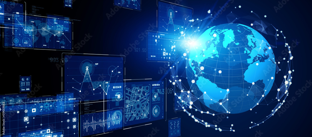Aufkleber global communication network concept. digital transformation. wide image for banners, advertisements