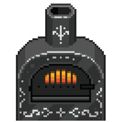 An 8-bit retro-styled pixel-art illustration of a black steel furnace.