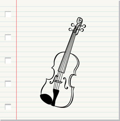 Fototapeta na wymiar guitar in doodle style on paper background, vector illustration