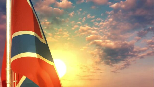 Novorossia waving flag on nice sundown background