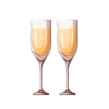 Glasses with Champagne or wine. Birthday party, celebration, holiday, event, festive, congratulations concept. Vector illustration. 