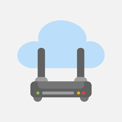 Router icon in flat style about cloud computing, use for website mobile app presentation